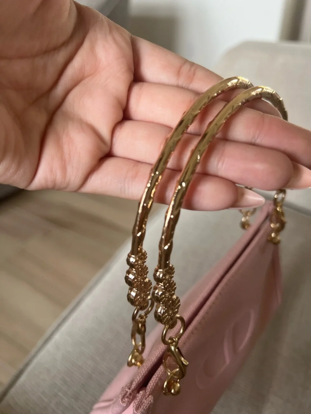 Dior Pink Mini Top-Handle Canvas Bag with Gold Floral Handle - Picture 3 of 4